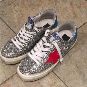 Golden Goose Silver Glitter sneakers sz 36 NIB